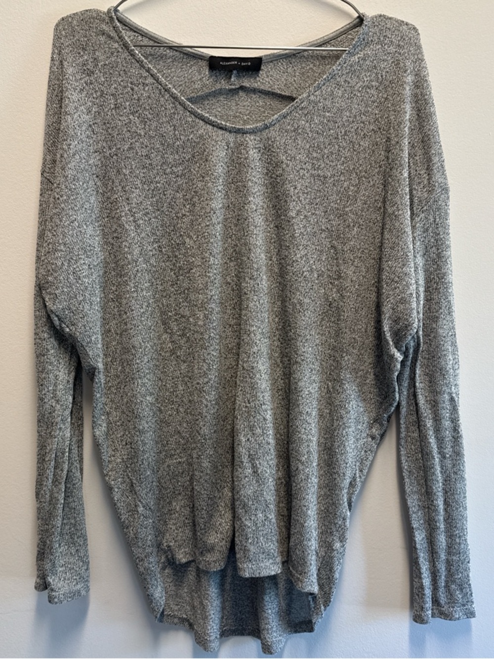 Aqua Heather Gray Lightweight Knit Long Sleeve Top